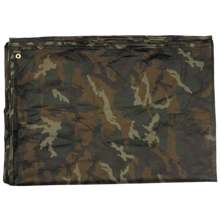 Tarp Turystyczny Max Fuchs 2x3 m woodland – wielozadaniowa płachta biwakowa do budowy schronień awaryjnych, przeciwdeszczowa - przykład tkaniny