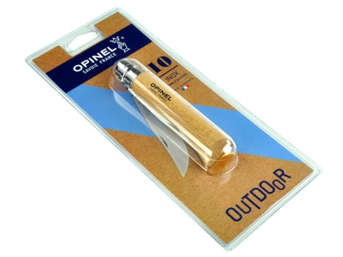 Nóż Opinel INOX No 10 - rękojeść bukowa , składany