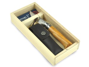 Nóż Opinel LUX drewno oliwne , No 08 , ZESTAW