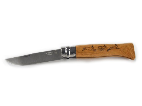 Nóż Opinel ANIMALIA ZAJĄC drewno dębowe , No 08 , składany