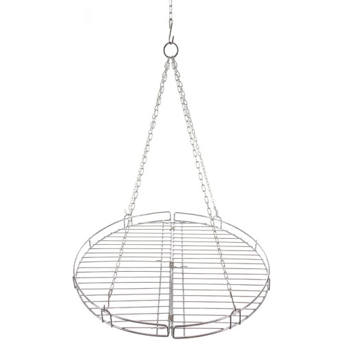 Ruszt grillowy MFH 33641 do zawieszenia nad ogniskiem – stal chromowana, czteroramienny łańcuch, widok produktu w pełnym rozłożeniu