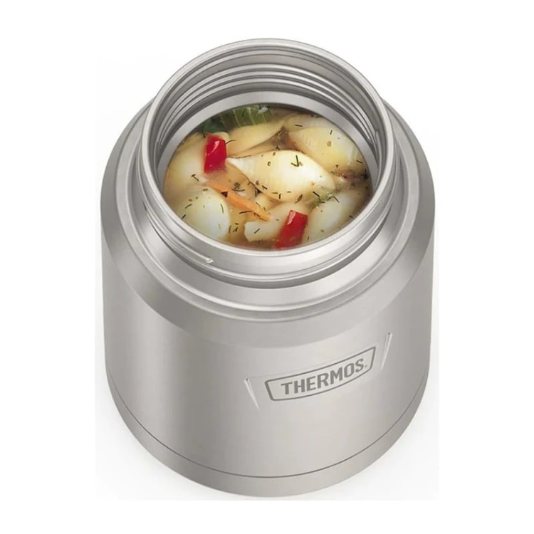 Termos na jedzenie z składaną łyżką i kubkiem, Thermos Icon – nierdzewny