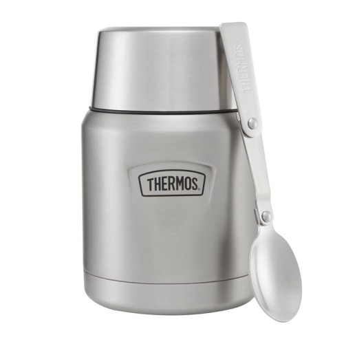 Termos na jedzenie z składaną łyżką i kubkiem, Thermos Icon – nierdzewny
