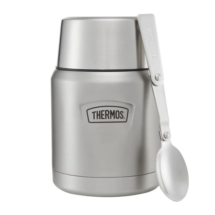 Termos na jedzenie z składaną łyżką i kubkiem, Thermos Icon – nierdzewny