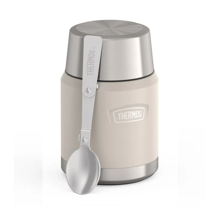 Termos na jedzenie z składaną łyżką i kubkiem, Thermos Icon  470 ml – w kolorze piaskowca