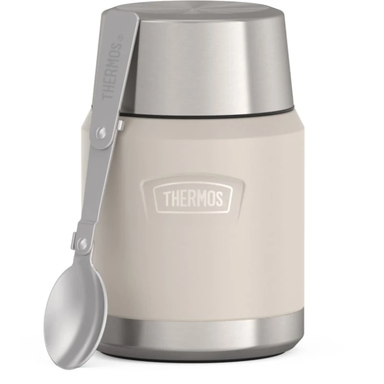 Termos na jedzenie z składaną łyżką i kubkiem, Thermos Icon  470 ml – w kolorze piaskowca