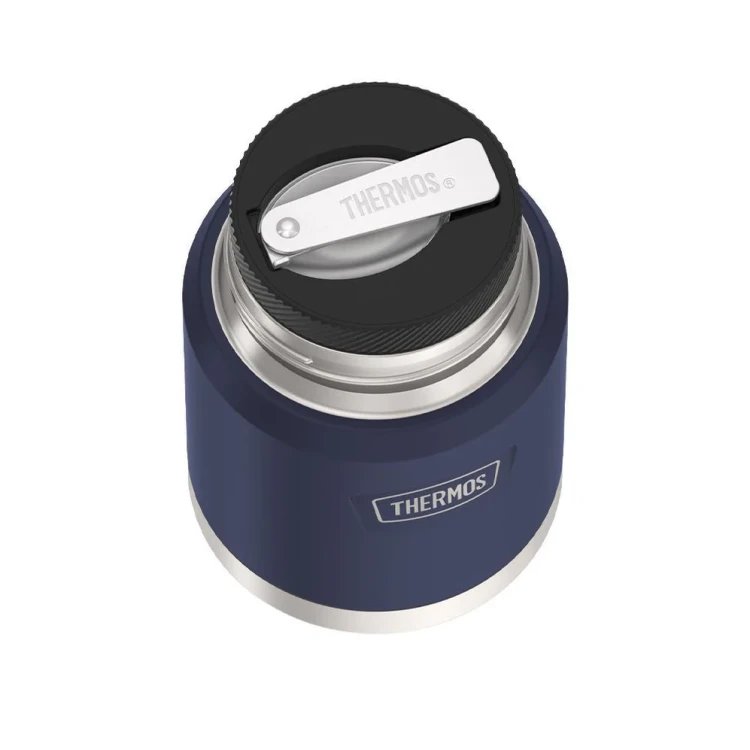 Termos na jedzenie z składaną łyżką i kubkiem, Thermos Icon 470 ml – niebieski