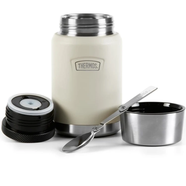 Termos na jedzenie z składaną łyżką i kubkiem, Thermos Icon 710 ml – w kolorze piaskowca