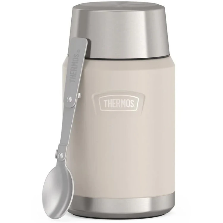 Termos na jedzenie z składaną łyżką i kubkiem, Thermos Icon 710 ml – w kolorze piaskowca