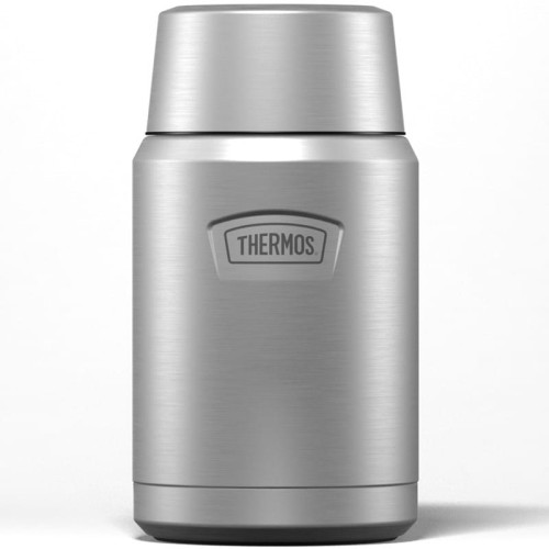 Termos na jedzenie z składaną łyżką i kubkiem, Thermos Icon 710 ml – srebrny