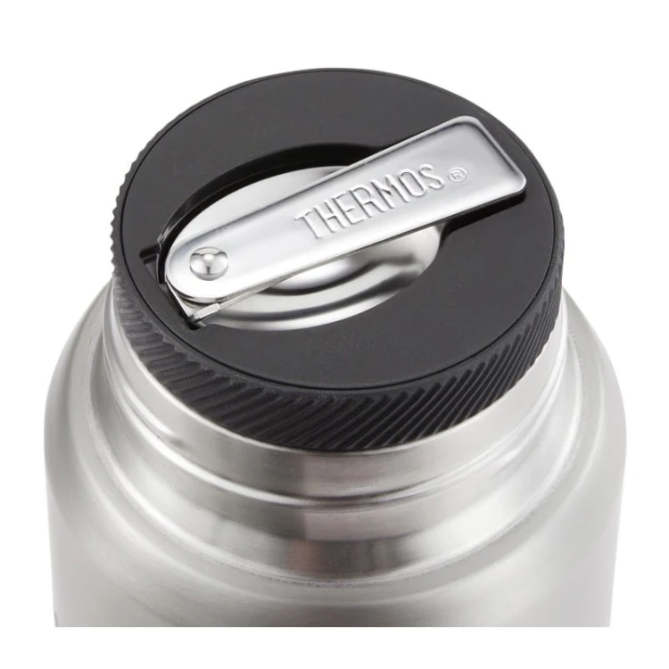 Termos na jedzenie z składaną łyżką i kubkiem, Thermos Icon 710 ml – srebrny