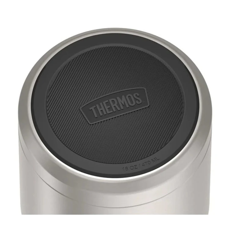 Termos na jedzenie z składaną łyżką i kubkiem, Thermos Icon 710 ml – srebrny