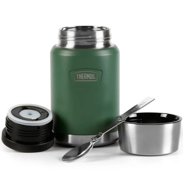 Termos na jedzenie z składaną łyżką i kubkiem, Thermos Icon 710 ml – zielony