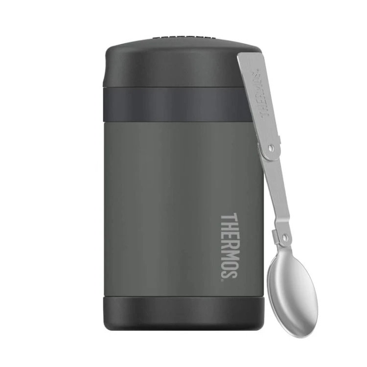 Thermos - termos dziecięcy na jedzenie z łyżką– czarny 470 ml