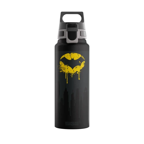 SIGG Butelka dla dzieci 1l Batman Tag - bidon dziecięcy czarny do napojów gazowanych i niegazowanych