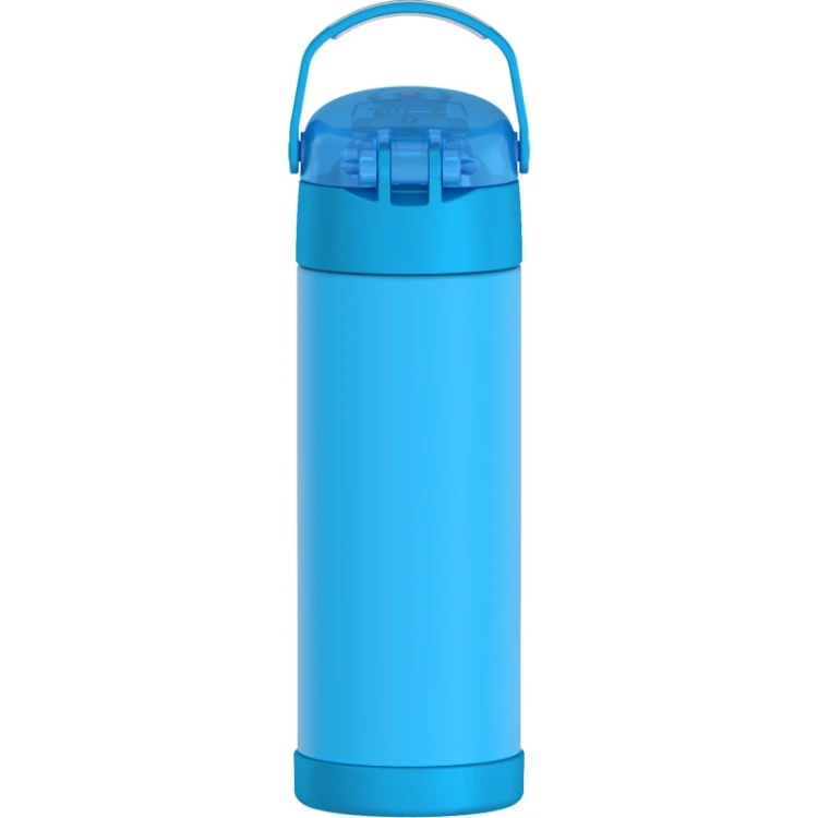 Thermos FUNtainer - termos dziecięcy z nakrętką nawadniającą – neonowo niebieski 470 ml