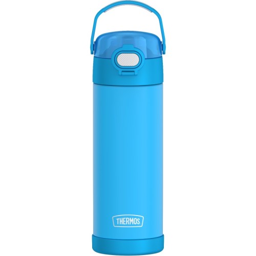 Thermos FUNtainer - termos dziecięcy z nakrętką nawadniającą – neonowo niebieski 470 ml