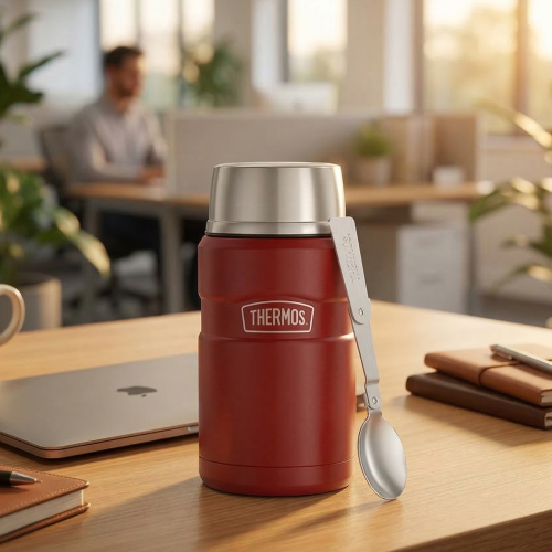 Thermos 710 ml obiadowy pokazany w przykładowym użyciu