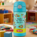 Thermos napojowy dla dzieci 355 ml - przykład użycia - syrenki - front