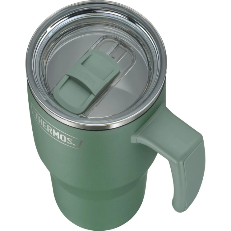 Termokubek Thermos Refreshing z uchwytem i słomką - matowo zielony