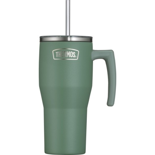 Termokubek Thermos Refreshing z uchwytem i słomką - matowo zielony