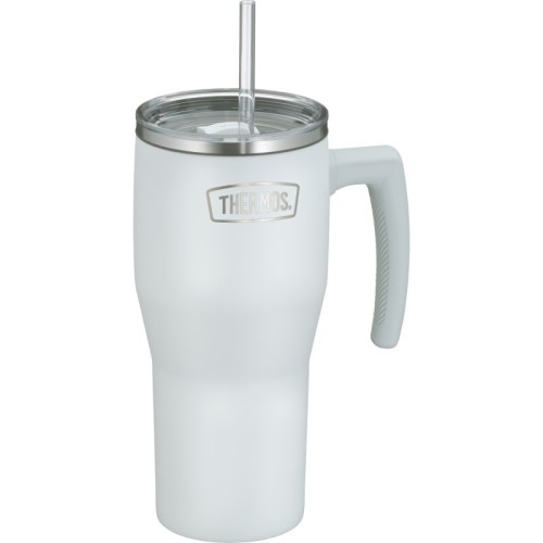 Termokubek Thermos ze słomką i uchwytem - biały 850 ml matowy