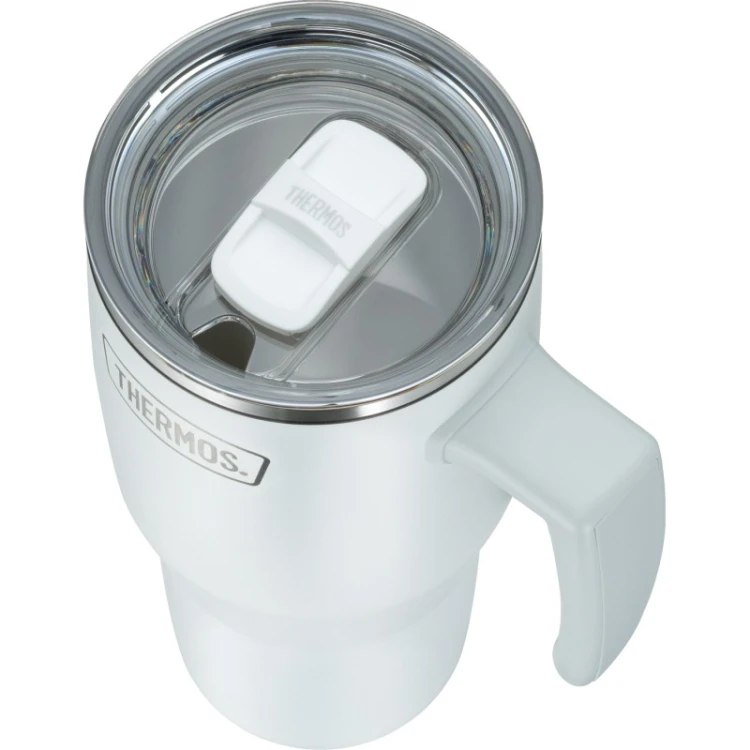 Termokubek Thermos ze słomką i uchwytem - biały 850 ml matowy