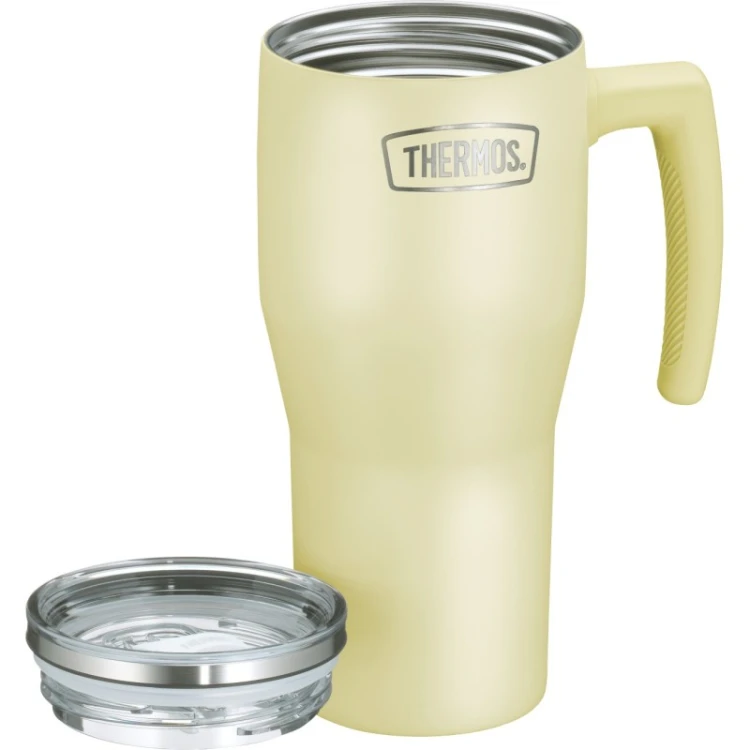 Termokubek Thermos ze słomką i uchwytem - waniliowy 850 ml matowy