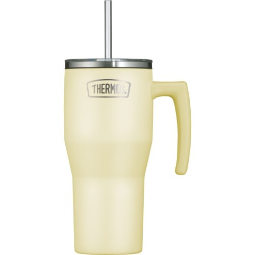 Termokubek Thermos ze słomką i uchwytem - waniliowy 850 ml matowy