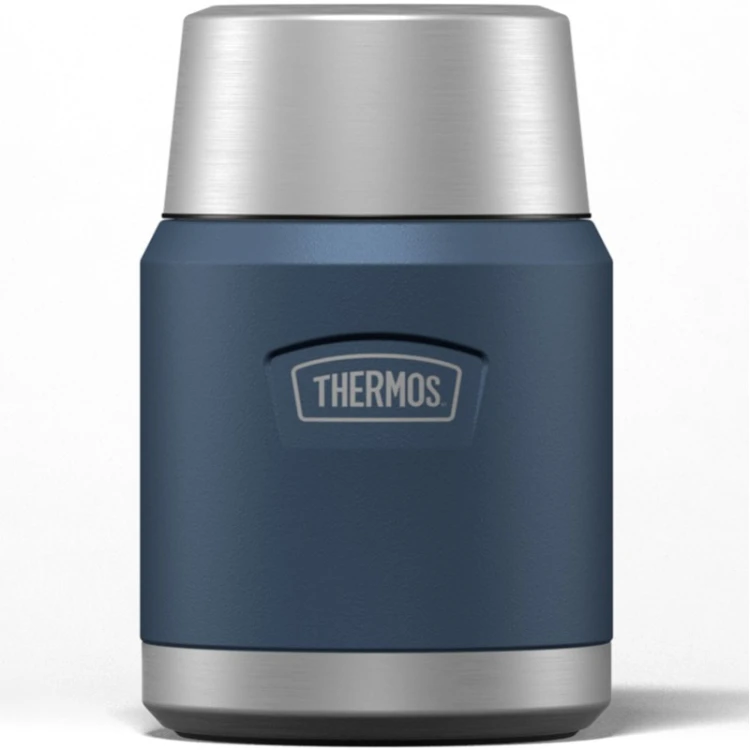 Termos na jedzenie z składaną łyżką i kubkiem, Thermos Icon 470 ml – niebieski