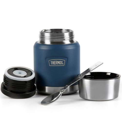 Termos na jedzenie z składaną łyżką i kubkiem, Thermos Icon 470 ml – niebieski
