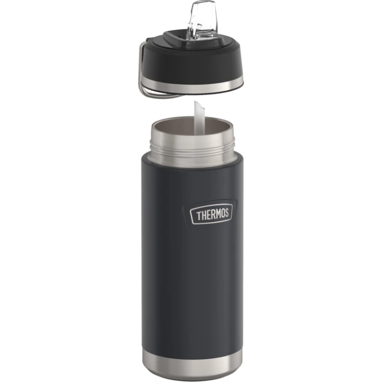 Thermos - termos dziecięcy z rozkładaną słomką, 530 ml - granit