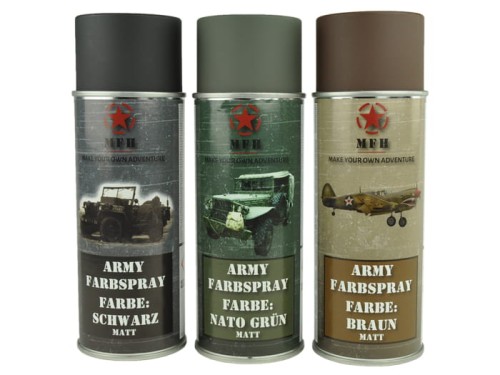 Farba matowa MFH do kamuflażu sprzętu militarnego - zestaw 3 kolorów - 1.2 L