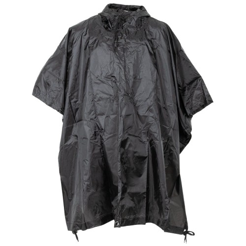 Poncho przeciwdeszczowe rip-stop - peleryna przeciwdeszczowa, duża, rip-stop, czarna, krój US Army