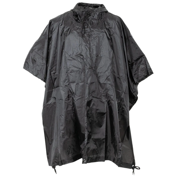 Poncho przeciwdeszczowe rip-stop - peleryna przeciwdeszczowa, duża, rip-stop, czarna, krój US Army